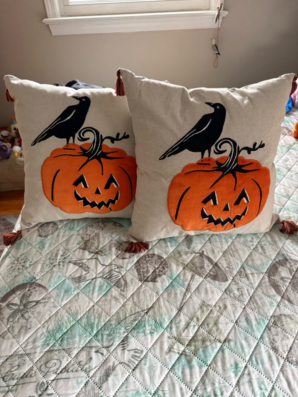 Kohl's Halloween Pumpkin & Crow Accent Pillow Pair